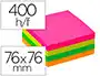 Q-connect Bloc de Notas Adhesivas Quita y Pon 76x76 mm Fluorescente con 400 Hojas Certificado FSC