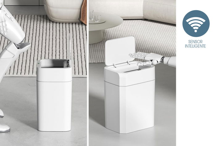 Inde Papelera de Plástico con Sensor 16L Basic Home - 26.6x20.2x36.5 cm (6 Unidades)