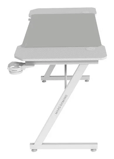 Mars Gaming MGD-X120W Escritorio Gaming Blanco 120x60 cm con Alfombrilla XXL, Soportes para Auriculares/Bebidas y Gestión de Cables