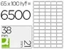 Q-connect KF01581 Etiqueta Adhesiva 38,1x21,2mm para Fotocopiadora Laser Ink-jet Caja 100 Hojas Din A4