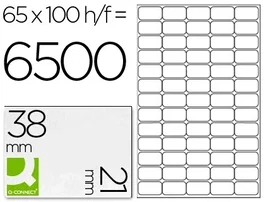 Q-connect KF01581 Etiqueta Adhesiva 38,1x21,2mm para Fotocopiadora Laser Ink-jet Caja 100 Hojas Din A4