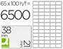 Q-connect KF01581 Etiqueta Adhesiva 38,1x21,2mm para Fotocopiadora Laser Ink-jet Caja 100 Hojas Din A4