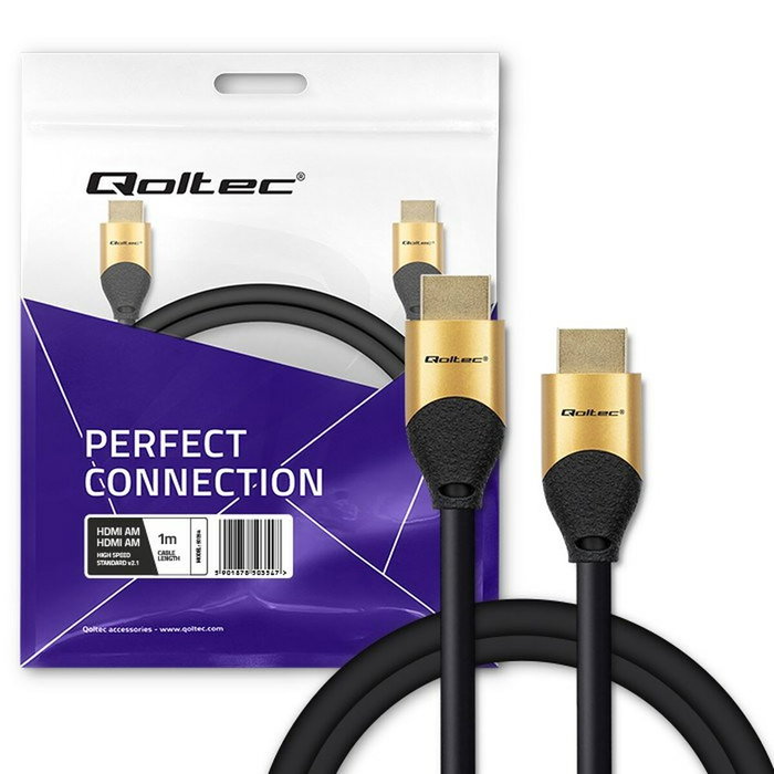 Qoltec Kabel HDMI v2.1 Ultra High Speed 8K 60Hz 30AWG GOLD 1m