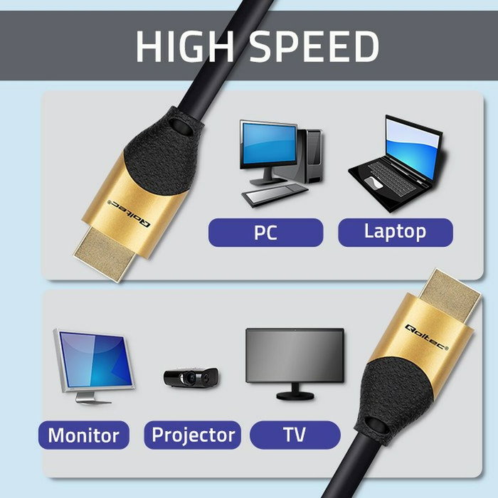 Qoltec Kabel HDMI v2.1 Ultra High Speed 8K 60Hz 30AWG GOLD 1m