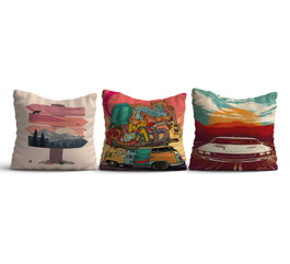 Aberto Design HMI-KIR-122 Juego de Cojines 3 Piezas 43x43 cm Algodón Poliéster con Relleno de Silicona
