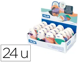 Milan Goma de borrar The Fun Ovalada con funda colores surtidos, caja de 24 unidades