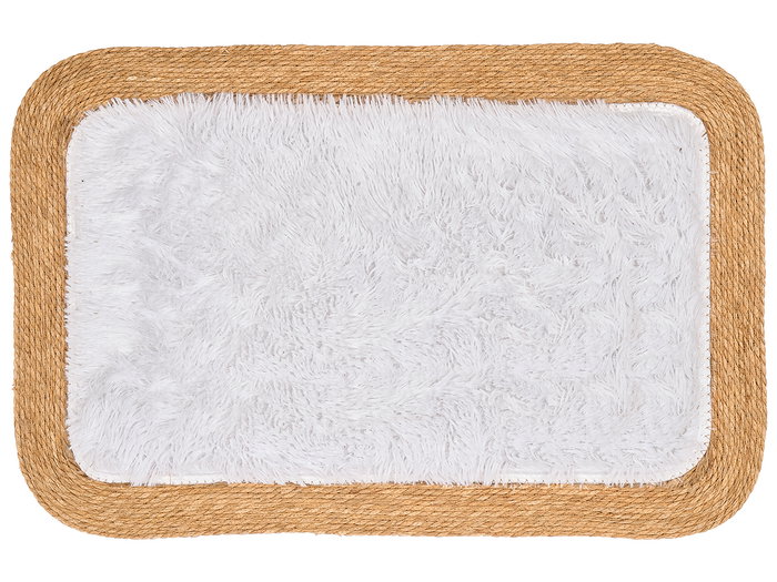 GIFTDECOR Alfombra Rectangular de Yute y Poliéster Blanco-Natural 120x80cm GIFTDECOR Alfombra Rectangular de Yute y Poliéster Blanco-Natural 120x80cm