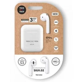 Tech One Tech Auriculares Bluetooth In Ear Siux.2 TEC1402 con Estuche de Carga Autonomía 6h Blancos