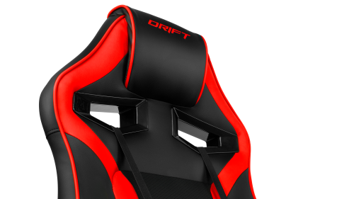 Drift DR50 Silla Gaming Ergonómica para Oficina y Videojuegos - Negra con Acentuaciones Rojas, Apoyo Lumbar, Respaldo Alto y Giratoria