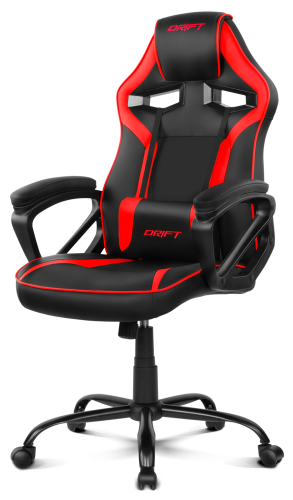 Drift DR50 Silla Gaming Ergonómica para Oficina y Videojuegos - Negra con Acentuaciones Rojas, Apoyo Lumbar, Respaldo Alto y Giratoria