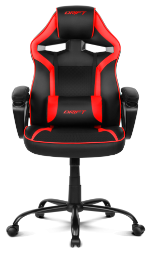 Drift DR50 Silla Gaming Ergonómica para Oficina y Videojuegos - Negra con Acentuaciones Rojas, Apoyo Lumbar, Respaldo Alto y Giratoria