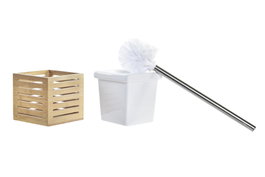 DKD Home Decor Escobillero Dolomite Bambú 11x11x37 Natural