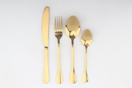 DKD Home Decor Set de Cubertería Chic Misión, 16 Piezas, Dorado