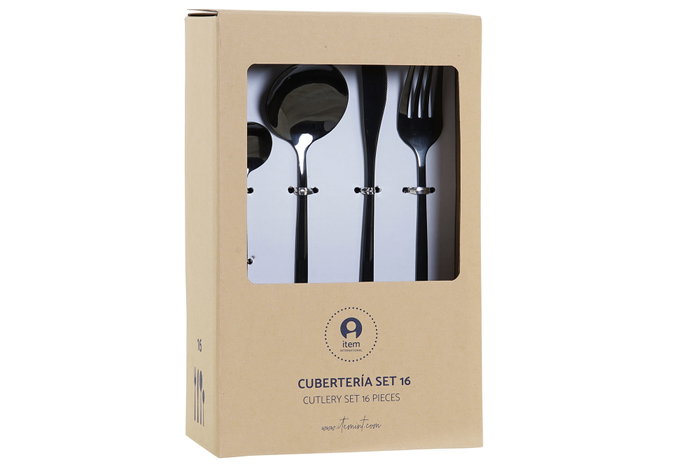 DKD Home Decor Set de Cubertería Chic Misión, 16 Piezas, Dorado