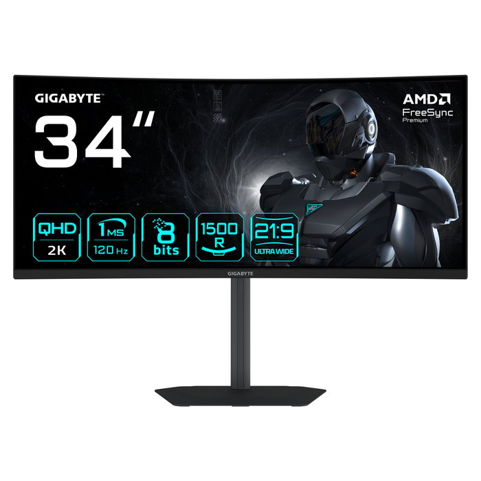 Gigabyte GS34WQCA Monitor Gaming Curvo 34" WQHD 3440x1440 1500R 120Hz 1ms FreeSync Premium HDR Ready HDMI Gigabyte GS34WQCA Monitor Gaming Curvo 34" WQHD 3440x1440 1500R 120Hz 1ms FreeSync Premium HDR Ready HDMI