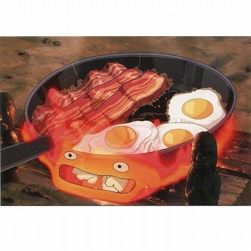 El castillo ambulante Caja de postales Calcifer bacon & egg El castillo ambulante Caja de postales Calcifer bacon & egg
