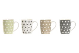 DKD Home Decor Set de 12 Tazas Estrella New Bone Surtidas