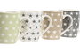 DKD Home Decor Set de 12 Tazas Estrella New Bone Surtidas