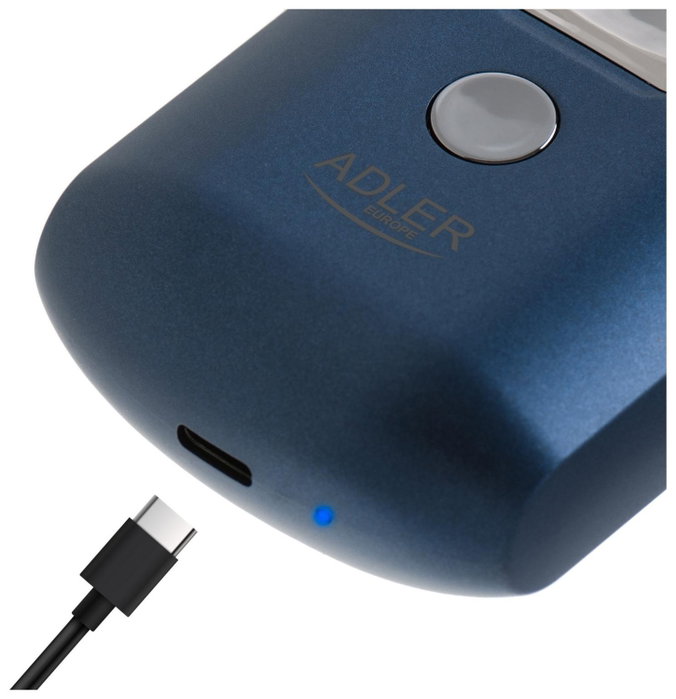 Adler AD 2937 Recortadora de Barba y Cabello Inalámbrica, Portátil, Carga USB C, Azul