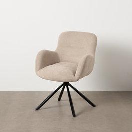 Silla Beige Giratorio Tejido-Metal 62 X 65 X 82 cm (Set de 2)