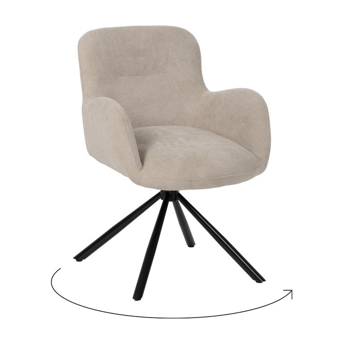 Silla Beige Giratorio Tejido-Metal 62 X 65 X 82 cm (Set de 2)