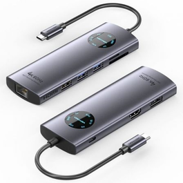 Vention TQUHB - Estación de acoplamiento USB-C 9 en 1 con PD 100W, HDMI 4K@60Hz, DisplayPort, 3xUSB, RJ45 Gigabit, lector de tarjetas, carcasa de aleación de aluminio