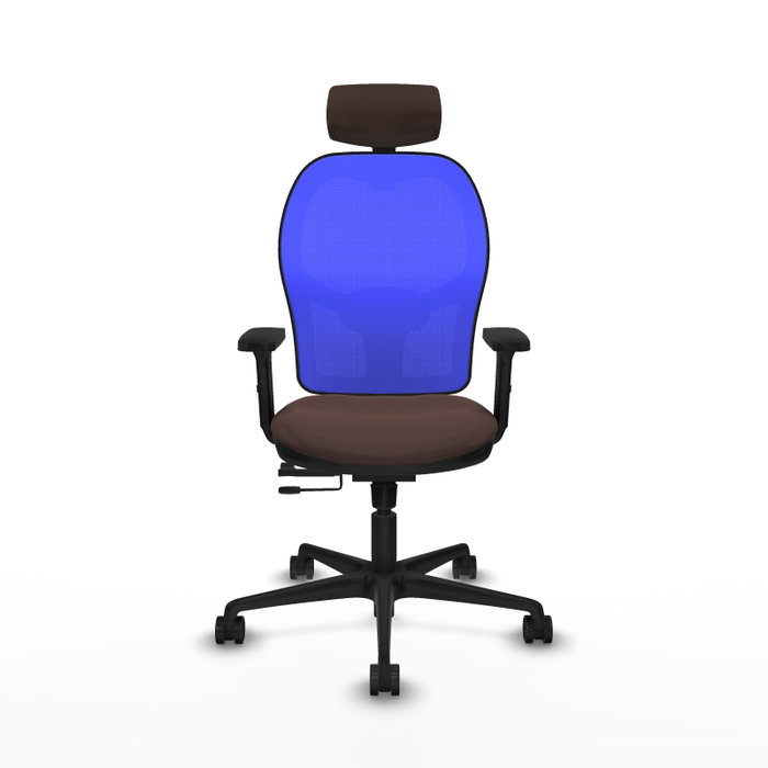 PIQUERAS Y CRESPO Silla de oficina Jorquera con mecanismo Sincro/Traslack Marrón oscuro y Azul PIQUERAS Y CRESPO Silla de oficina Jorquera con mecanismo Sincro/Traslack Marrón oscuro y Azul