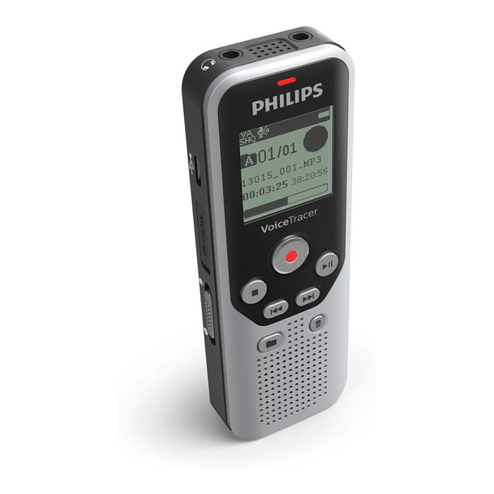 Philips DVT1250 Voice Tracer - Grabadora de voz digital, 8 GB, hasta 583 h de grabación, soporta WAV, activación por voz, idiomas: ESP/ENG/FR/DE/IT/PL/RU