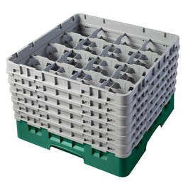 CAMBRO Cesta de lavado 16 comp. 6 alturas Verde Sherwood