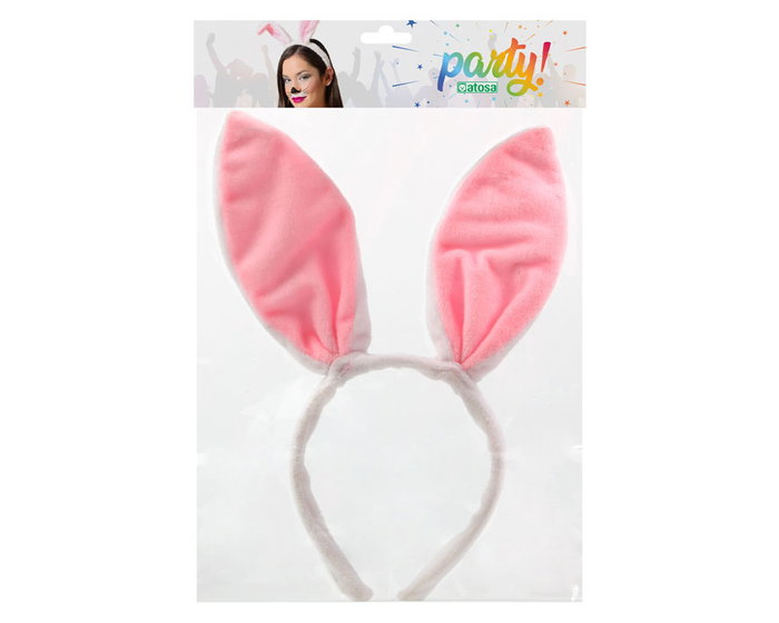 Diadema Orejas Conejo Blanco Con Pelo para Disfraces y Fiestas Temáticas