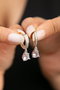 Heliophilia Silver Pendientes de Metal con Piedras de Circon, Plata, 3.6 cm Largo, 2 cm Ancho, Antialérgicos
