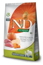 Farmina N&D Dog Pumpkin Medium Maxi Jabali 2,5 kg Alimento para perros adultos sin cereales con calabaza