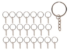 Innspiro Set de 24 Llaveros de Anilla Doble con Cadena Plateada