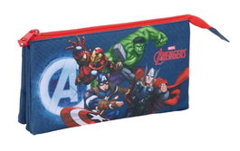 Safta Estuche Portatodo Triple Avengers, Bolso Escolar con 3 Cremalleras, Dimensiones 120x220x30 mm