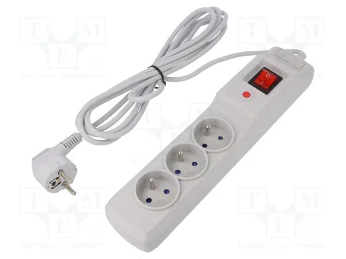 Armac Multi M3 Regleta protectora 3 tomas, cable 3m, gris