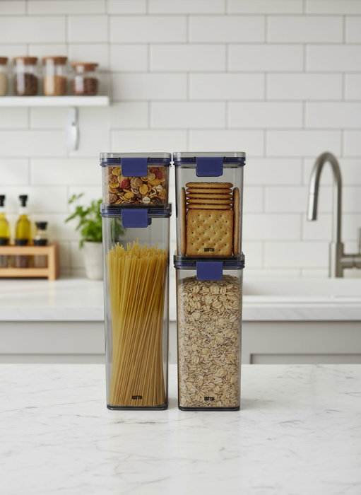 Inde Tarro PET Cuadrado con Tapa Hermética, 1600 ml, Capacidad 1.6 Litros, Dimensiones 10 x 11.5 x 22 cm (12 Unidades)