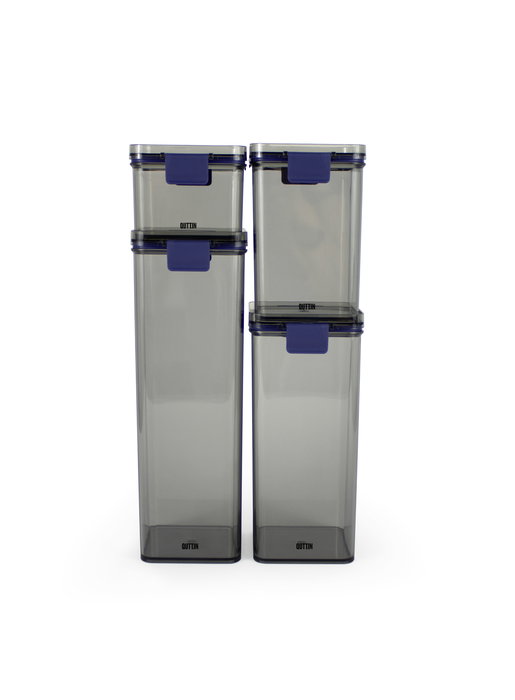 Inde Tarro PET Cuadrado con Tapa Hermética, 1600 ml, Capacidad 1.6 Litros, Dimensiones 10 x 11.5 x 22 cm (12 Unidades)