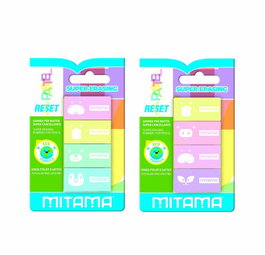 Mitama Goma de Borrar Pastel Blister de 3+3