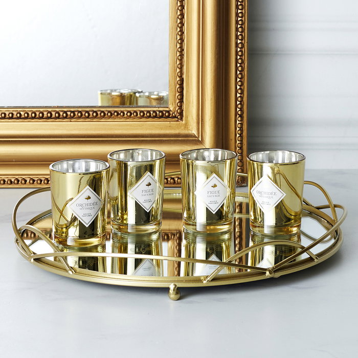 Home Deco Factory Juego de 4 Velas Perfumadas Orquídea y Higo en Vaso de Vidrio Set 60g