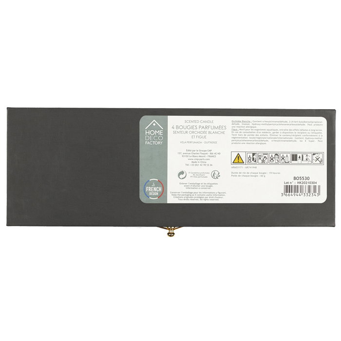 Home Deco Factory Juego de 4 Velas Perfumadas Orquídea y Higo en Vaso de Vidrio Set 60g