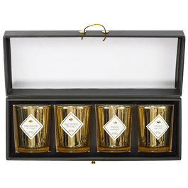 Home Deco Factory Juego de 4 Velas Perfumadas Orquídea y Higo en Vaso de Vidrio Set 60g