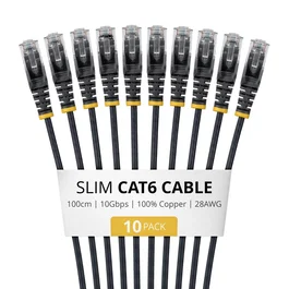 StarTech.com Paquete de 10 Cables Ethernet CAT6 Slim de 1m, Negro