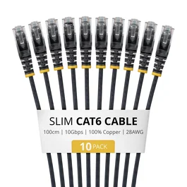 StarTech.com Paquete de 10 Cables Ethernet Cat6 Slim 1m Negro
