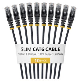 StarTech.com Paquete de 10 Cables Ethernet Cat6 Slim 1m Negro