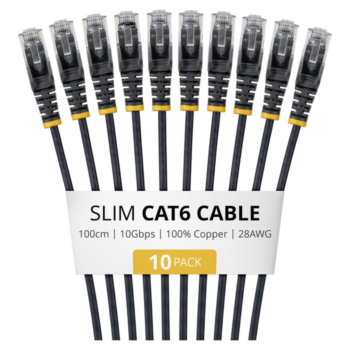 StarTech.com Paquete de 10 Cables Ethernet Cat6 Slim 1m Negro StarTech.com Paquete de 10 Cables Ethernet Cat6 Slim 1m Negro