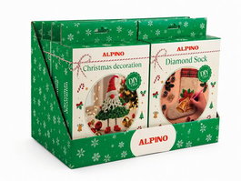 ALPINO Set de Manualidades 8 Mini Kits Navidad Surtidos con Expositor de Sobremesa