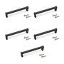 Emuca Lote de 5 tiradores para mueble Bergen, L141mm, intereje 128mm, Aluminio, Pintado negro
