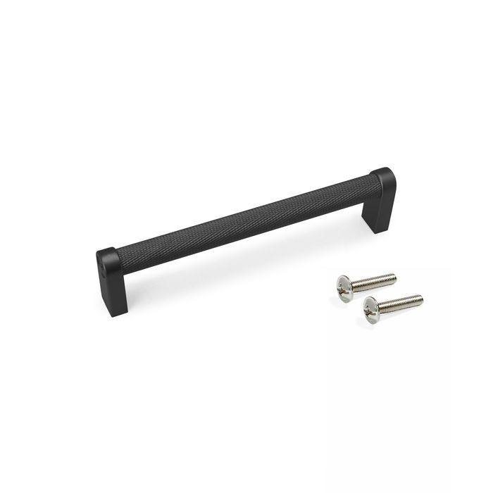 Emuca Lote de 5 tiradores para mueble Bergen, L141mm, intereje 128mm, Aluminio, Pintado negro