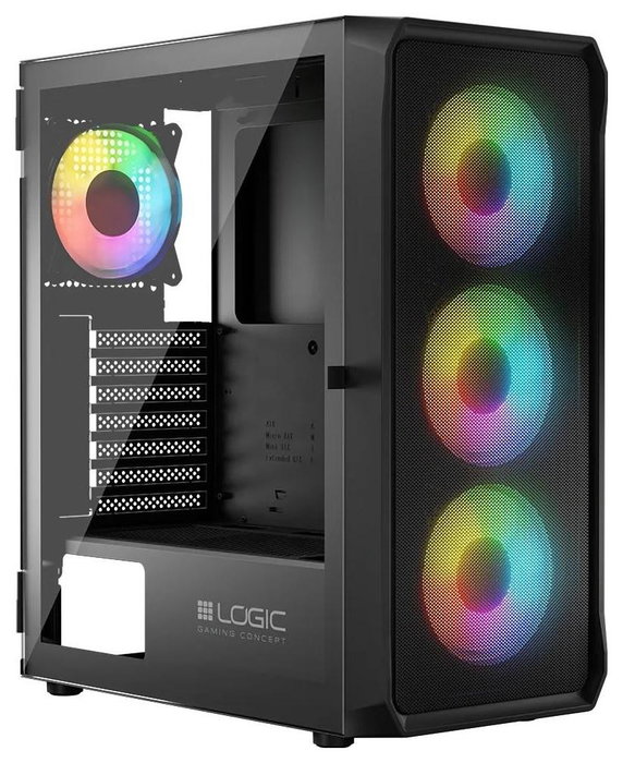 Caja Semitorre ATX Logic PORTOS ARGB Blanco Negro