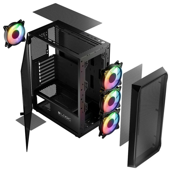 Caja Semitorre ATX Logic PORTOS ARGB Blanco Negro